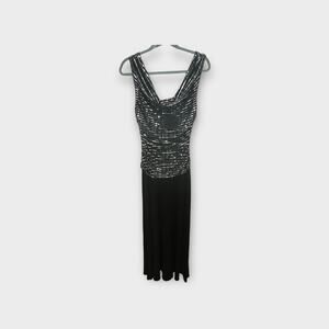 R&M Richard’s Black w/Silver & Metallic Gathered Bodice Long Formal Dress   10